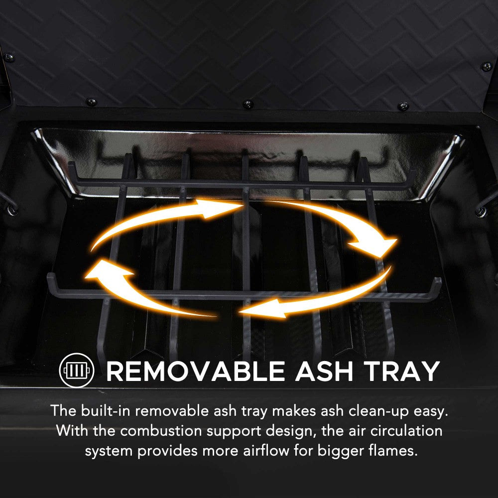 SUNJOY Outdoor 57 Inch Steel Wood Burning Fireplace with Chimney and Rain Cover - Copper & Gray 