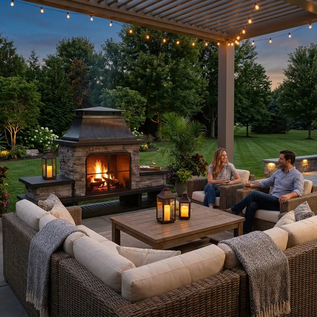 Canyon Stone Wood Burning Fireplace 82", with Log Holders - Black