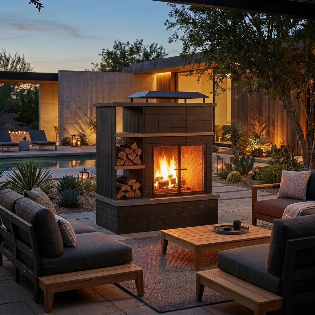 Heritage Steel Wood Burning Fireplace 42", with Log Holders