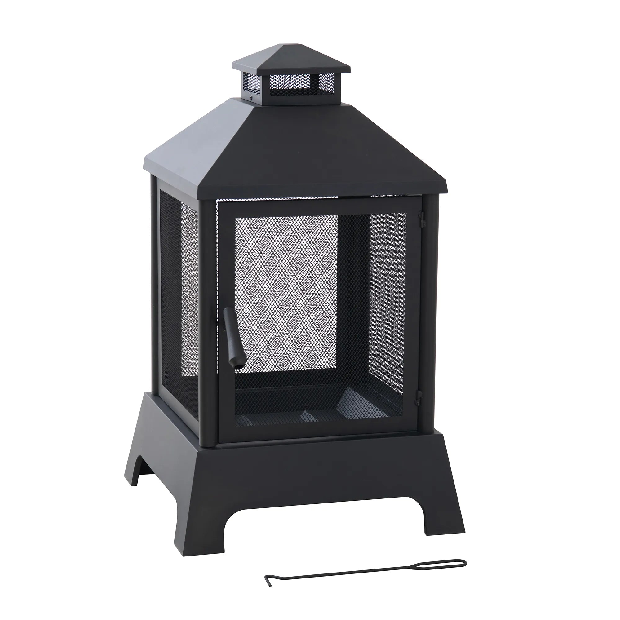 SUNJOY 43 Inch Steel Wood-Burning Fireplace with Chimney & Mesh 