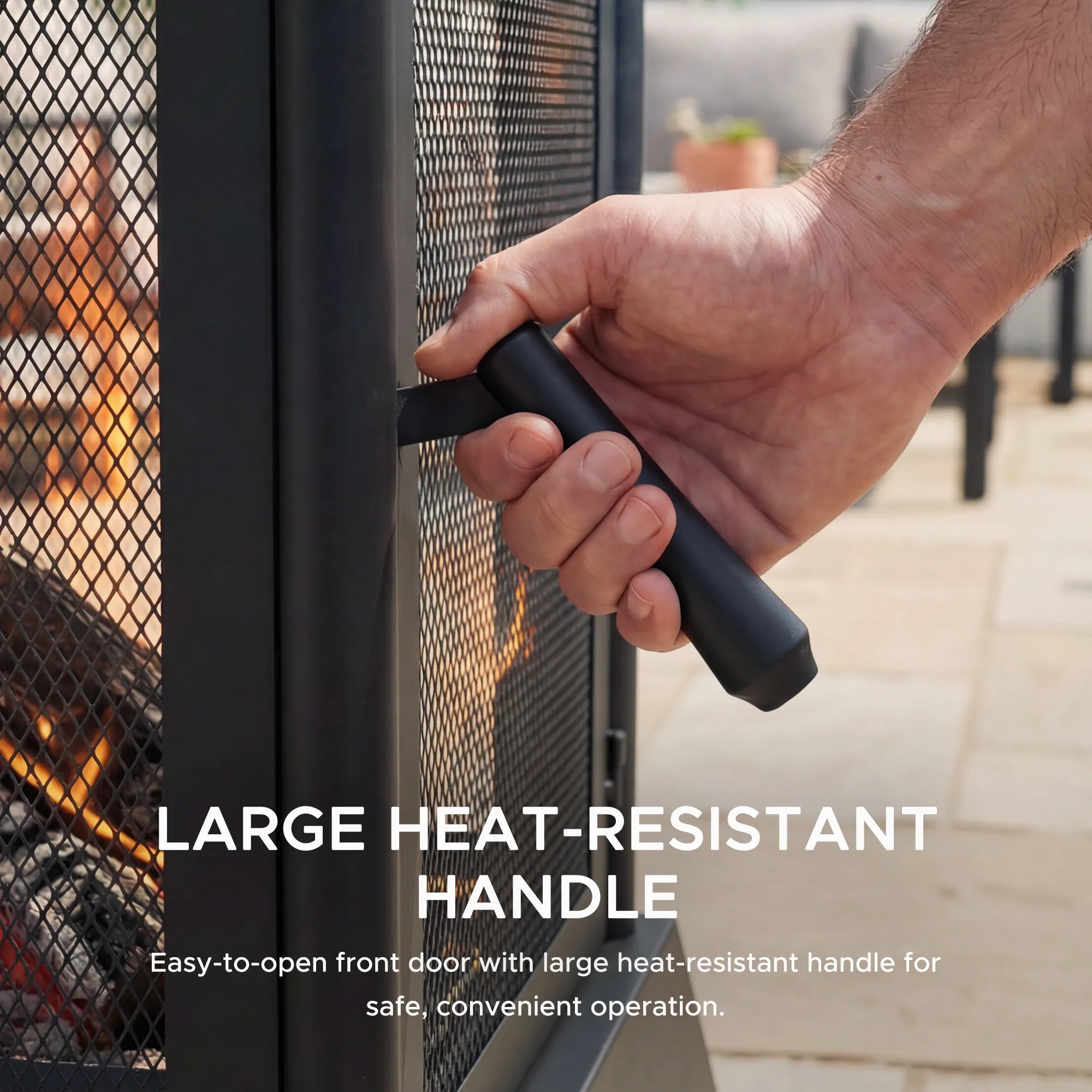 SUNJOY 43 Inch Steel Wood-Burning Fireplace with Chimney & Mesh 