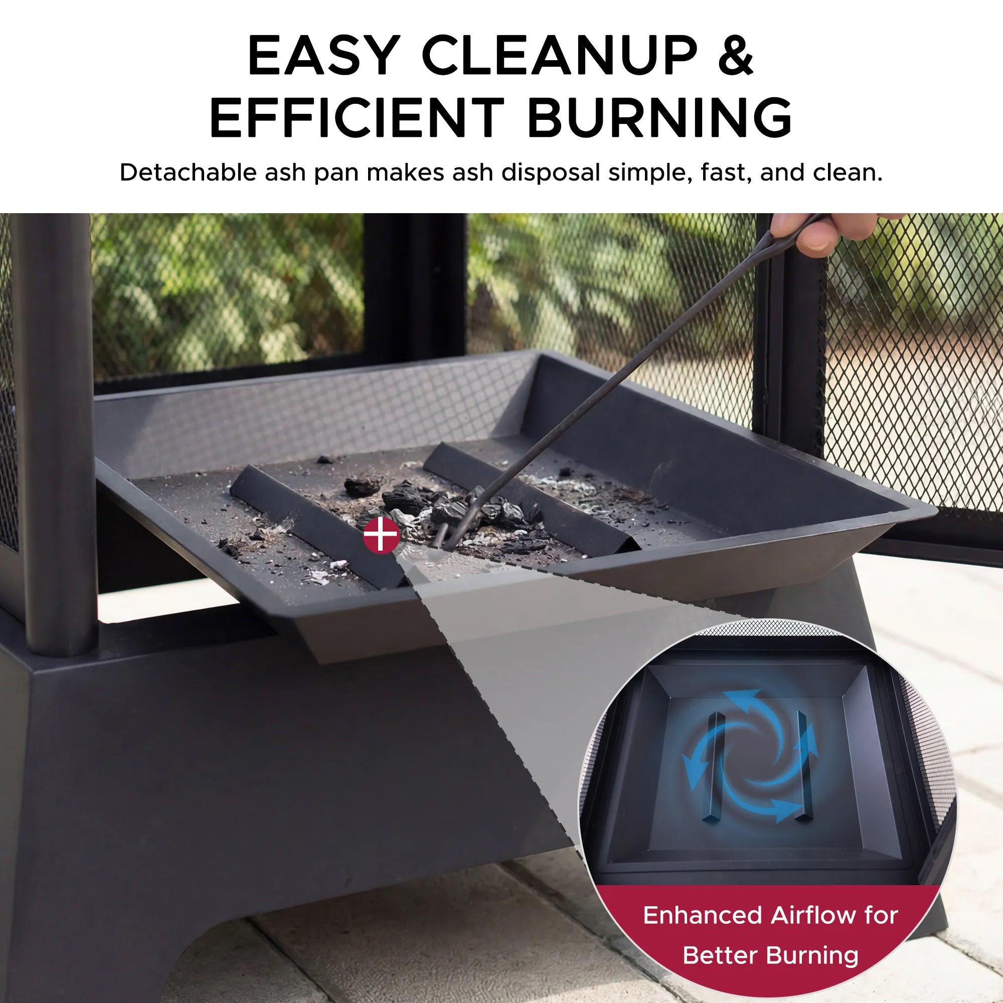 SUNJOY 43 Inch Steel Wood-Burning Fireplace with Chimney & Mesh 