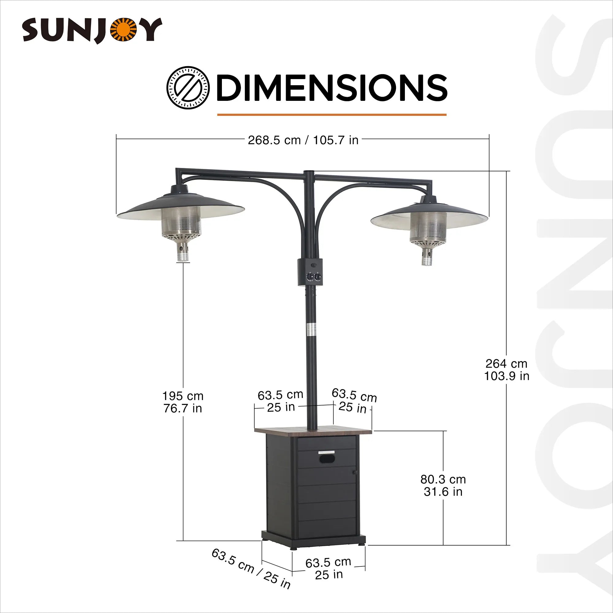 SUNJOY Propane Gas Dual Heater with Table Top 