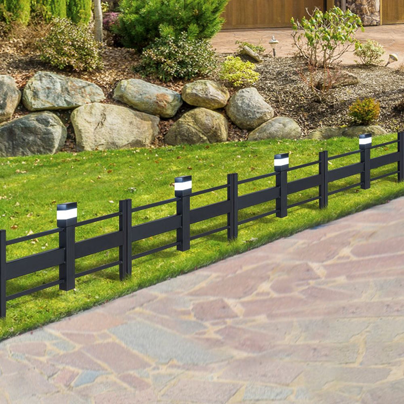 SUNJOY Garden Fences, Strip Metal Garden Fencing with Solar Lights (5-pack) - Black 
