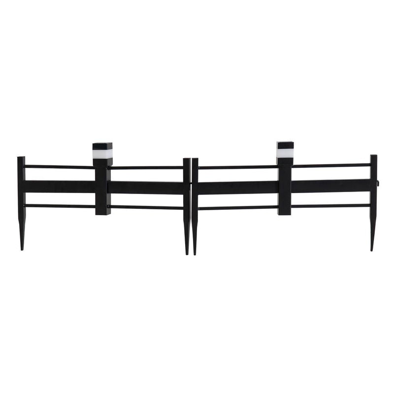 SUNJOY Garden Fences, Strip Metal Garden Fencing with Solar Lights (5-pack) - Black 
