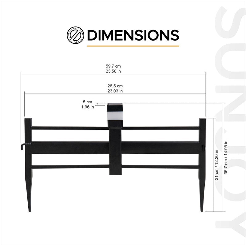SUNJOY Garden Fences, Strip Metal Garden Fencing with Solar Lights (5-pack) - Black 