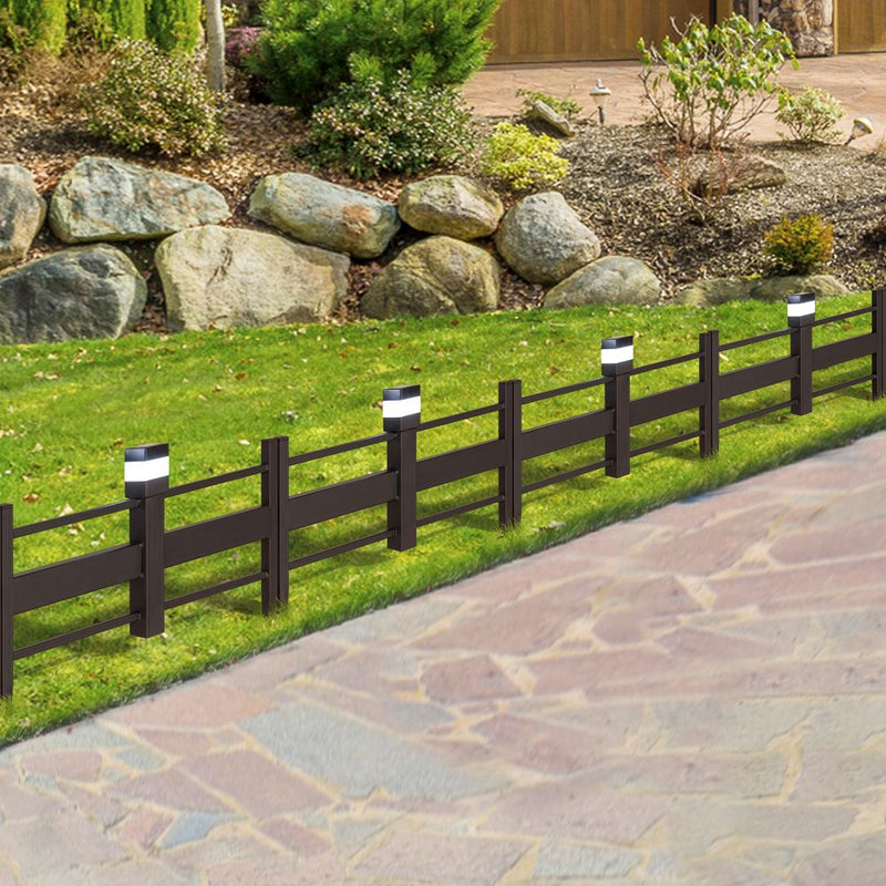 SUNJOY Garden Fences, Strip Metal Garden Fencing with Solar Lights (5-pack) - Brown  
