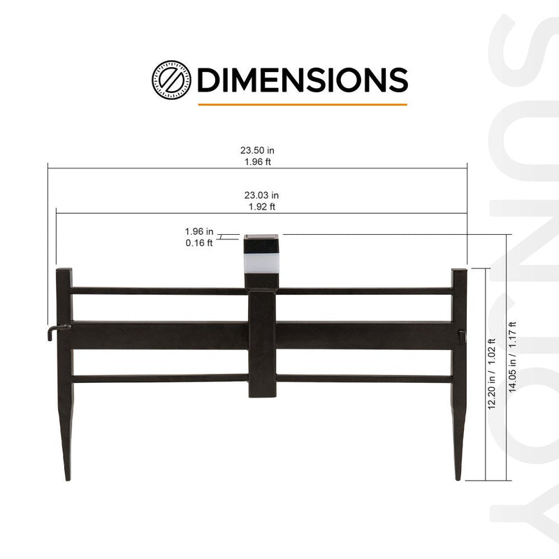 SUNJOY Garden Fences, Strip Metal Garden Fencing with Solar Lights (5-pack) - Brown  