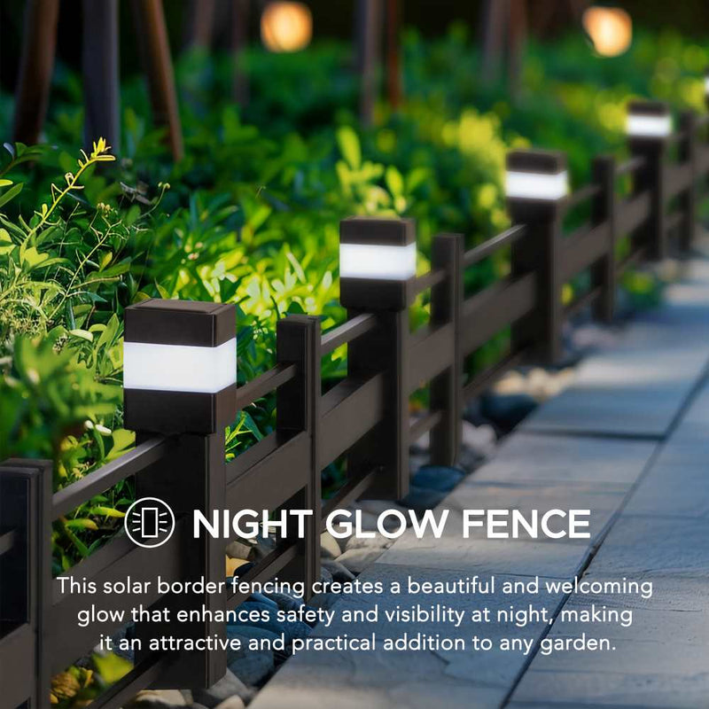 SUNJOY Garden Fences, Strip Metal Garden Fencing with Solar Lights (5-pack) - Brown  