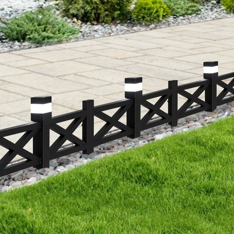 SUNJOY Garden Fences, Lattice Metal Garden Fencing with Solar Lights (5-pack) - Black 