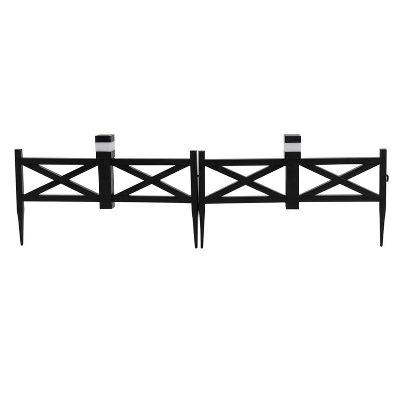 SUNJOY Garden Fences, Lattice Metal Garden Fencing with Solar Lights (5-pack) - Black 