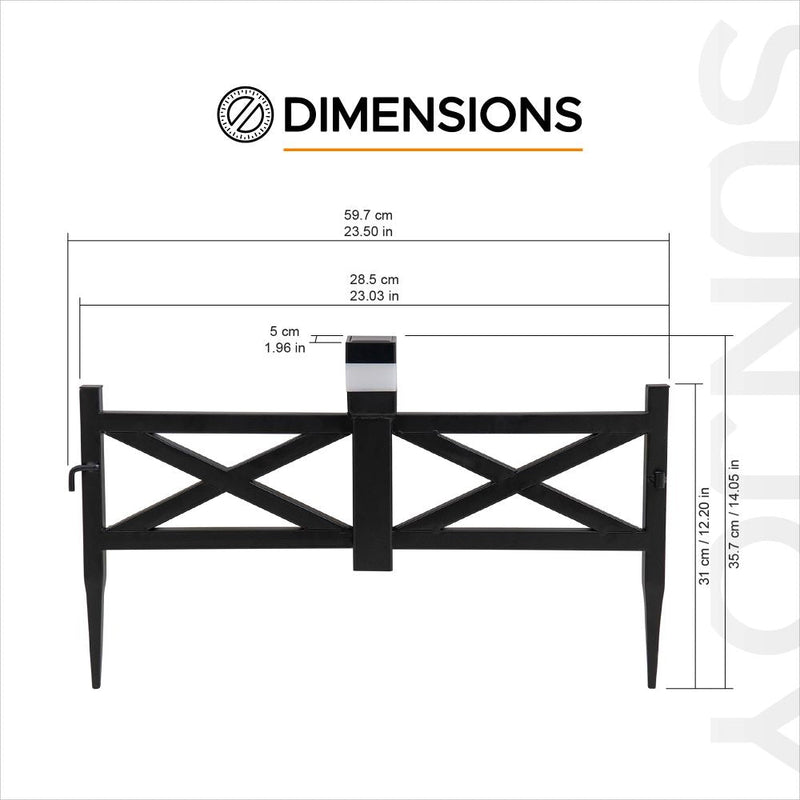 SUNJOY Garden Fences, Lattice Metal Garden Fencing with Solar Lights (5-pack) - Black 