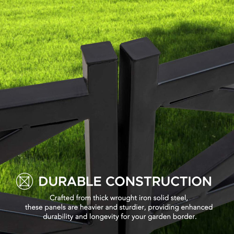 SUNJOY Garden Fences, Lattice Metal Garden Fencing with Solar Lights (5-pack) - Black 