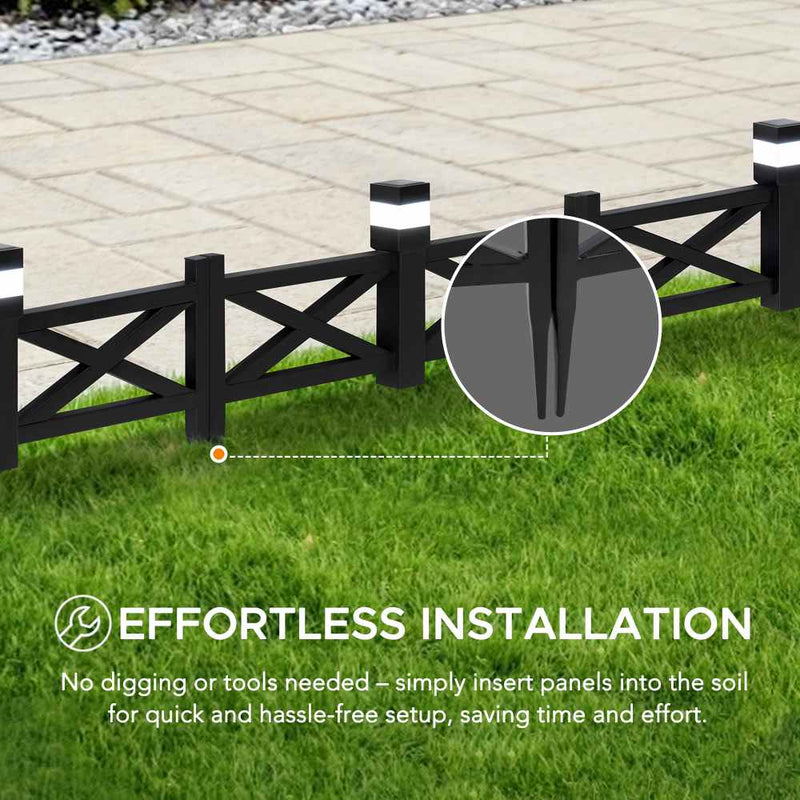 SUNJOY Garden Fences, Lattice Metal Garden Fencing with Solar Lights (5-pack) - Black 