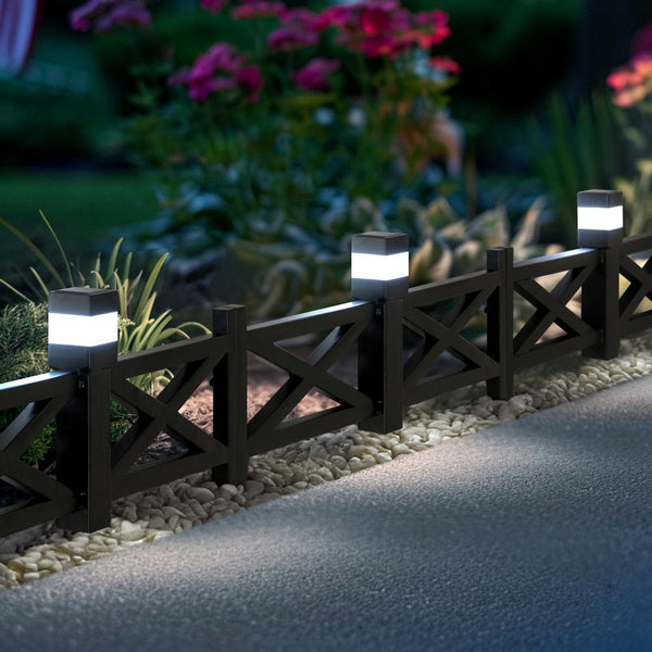 SUNJOY Garden Fences, Lattice Metal Garden Fencing with Solar Lights (5-pack) - Black