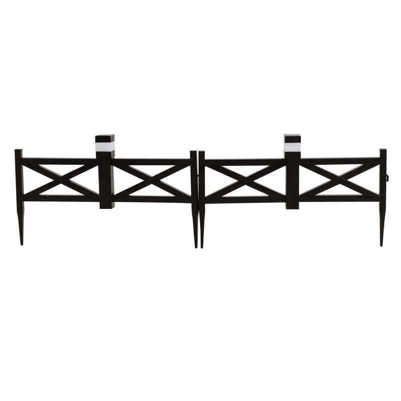 SUNJOY Garden Fences, Lattice Metal Garden Fencing with Solar Lights (5-pack) - Brown  
