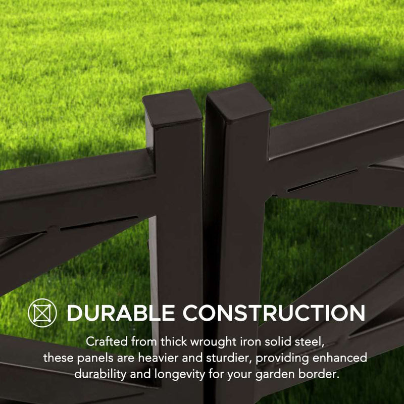 SUNJOY Garden Fences, Lattice Metal Garden Fencing with Solar Lights (5-pack) - Brown  