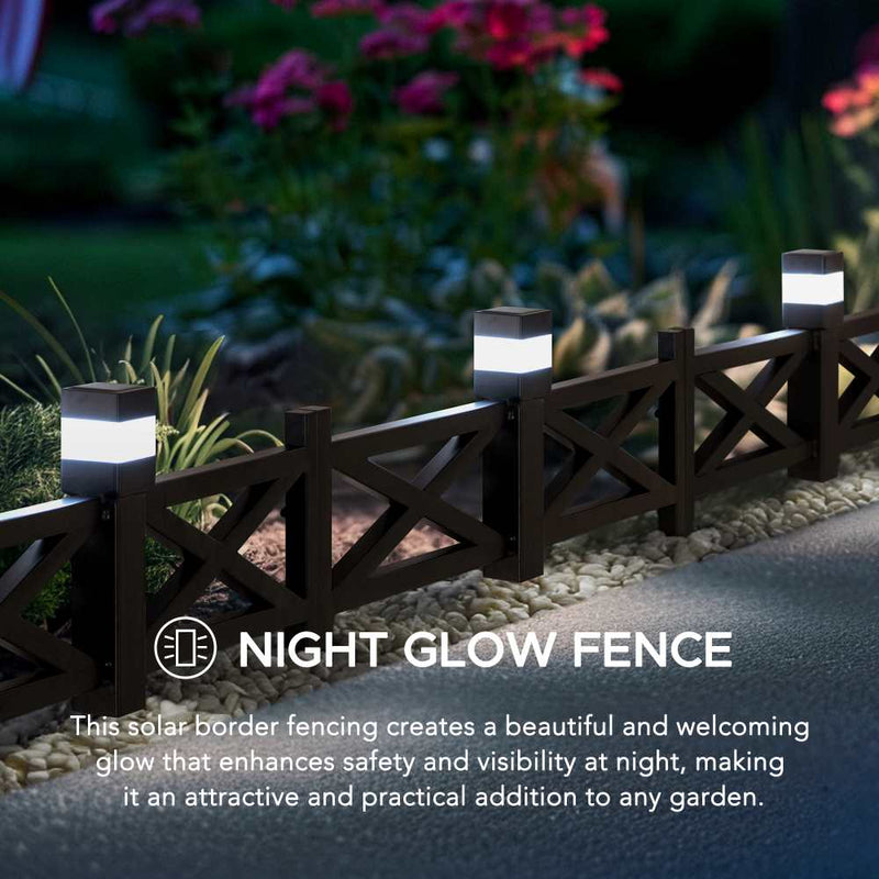SUNJOY Garden Fences, Lattice Metal Garden Fencing with Solar Lights (5-pack) - Brown  