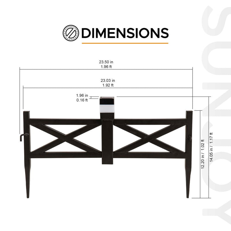 SUNJOY Garden Fences, Lattice Metal Garden Fencing with Solar Lights (5-pack) - Brown  