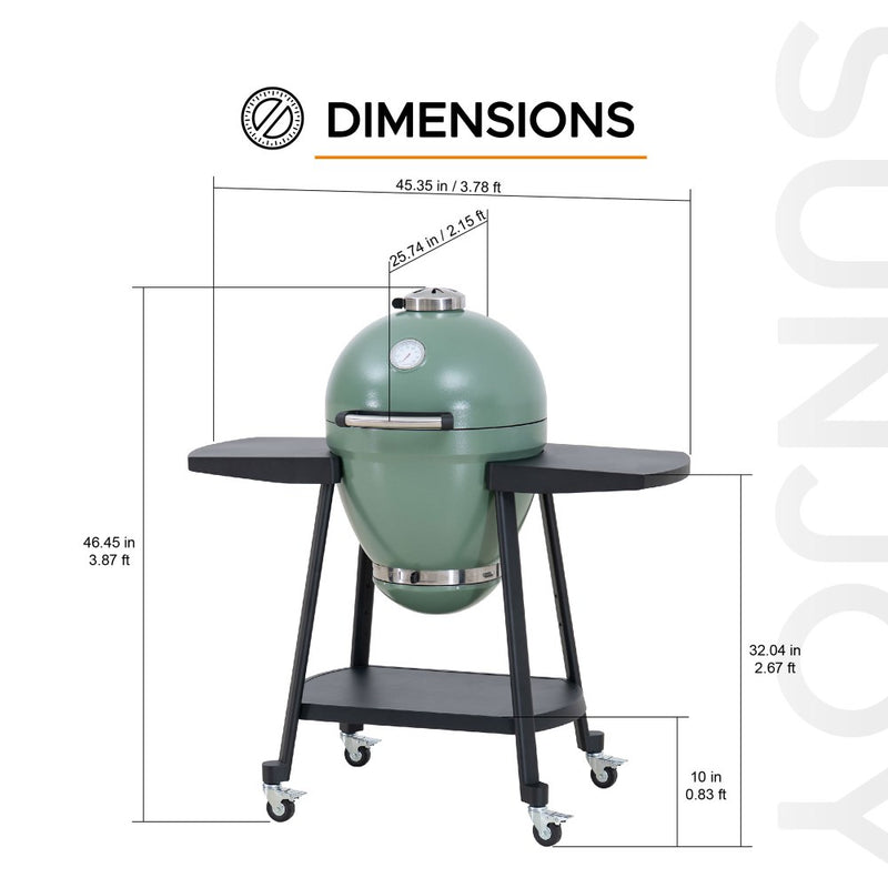 Sunjoy Charcoal Grill | Egg-shaped Outdoor Grill | BBQ Grill Smoker