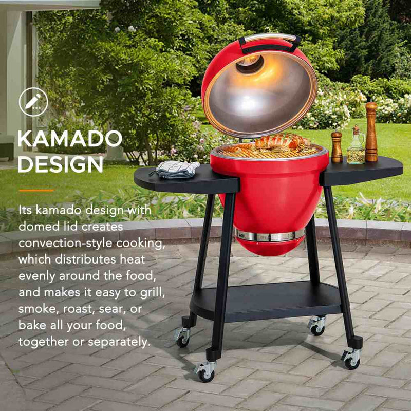 Sunjoy Charcoal Grill | Egg-shaped Outdoor Grill | BBQ Grill Smoker