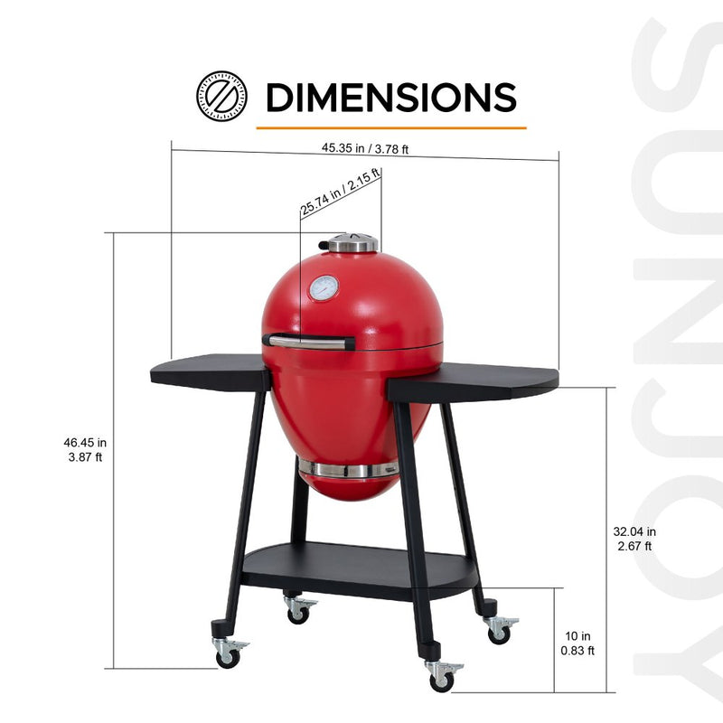 Sunjoy Charcoal Grill | Egg-shaped Outdoor Grill | BBQ Grill Smoker