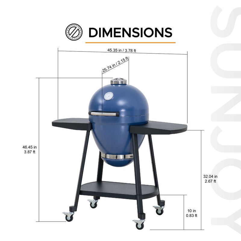 Sunjoy Charcoal Grill | Egg-shaped Outdoor Grill | BBQ Grill Smoker
