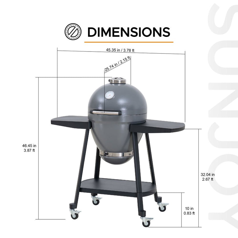 Sunjoy Charcoal Grill | Egg-shaped Outdoor Grill | BBQ Grill Smoker