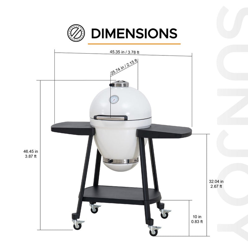 Sunjoy Charcoal Grill | Egg-shaped Outdoor Grill | BBQ Grill Smoker