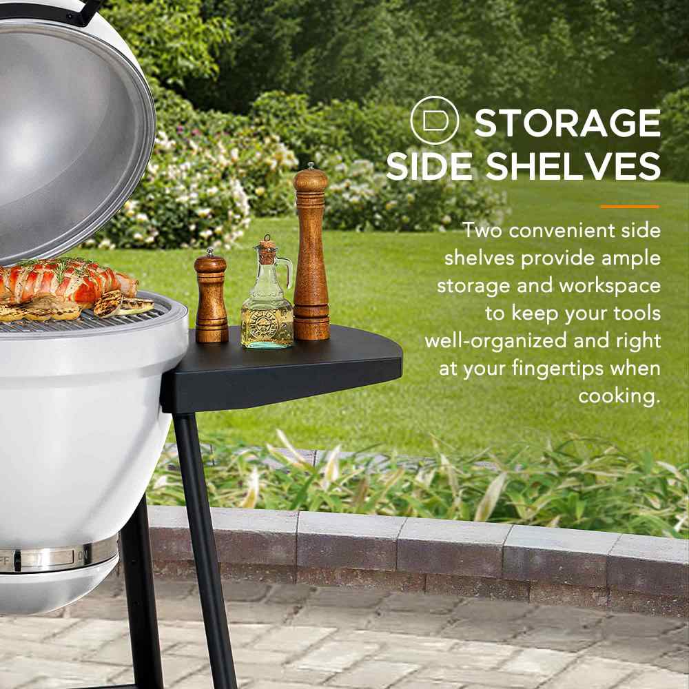 SUNJOY 20 Inch Charcoal Grill, Egg-shaped Outdoor Grill with Pizza Stone, Ultimate BBQ Grill and Smoker with Wheels 
