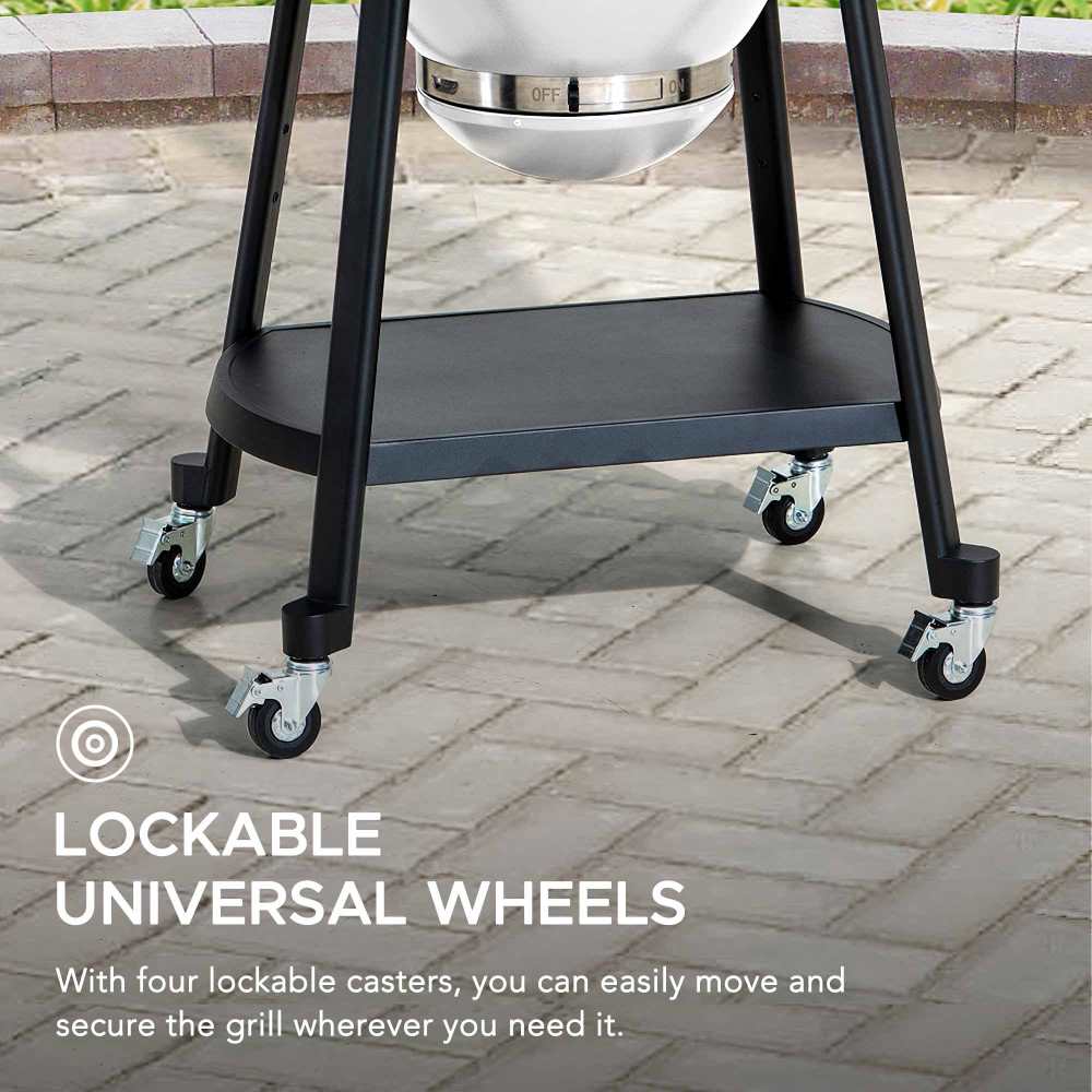 SUNJOY 20 Inch Charcoal Grill, Egg-shaped Outdoor Grill with Pizza Stone, Ultimate BBQ Grill and Smoker with Wheels 