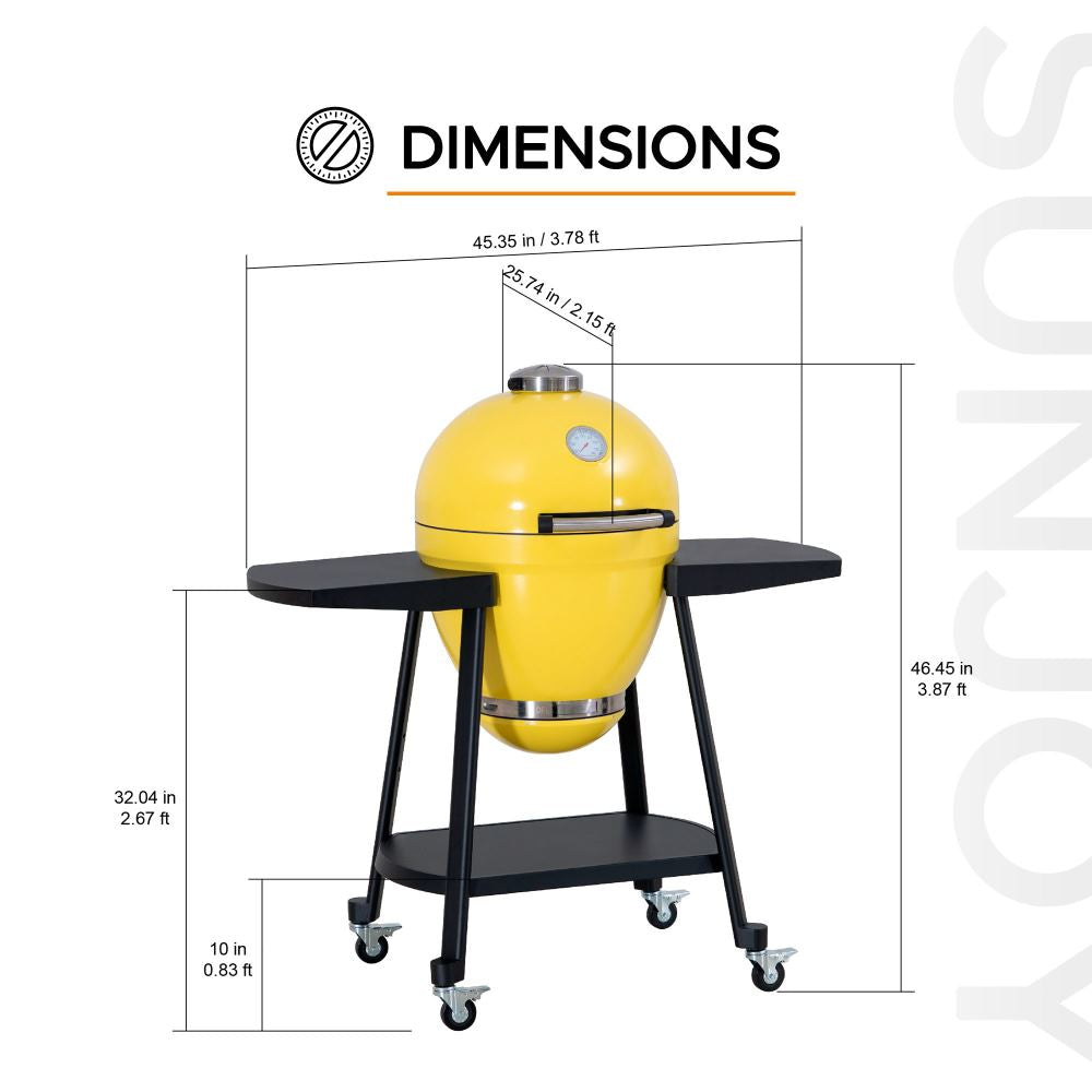 SUNJOY 20 Inch Charcoal Grill, Egg-shaped Outdoor Grill with Pizza Stone, Ultimate BBQ Grill and Smoker with Wheels