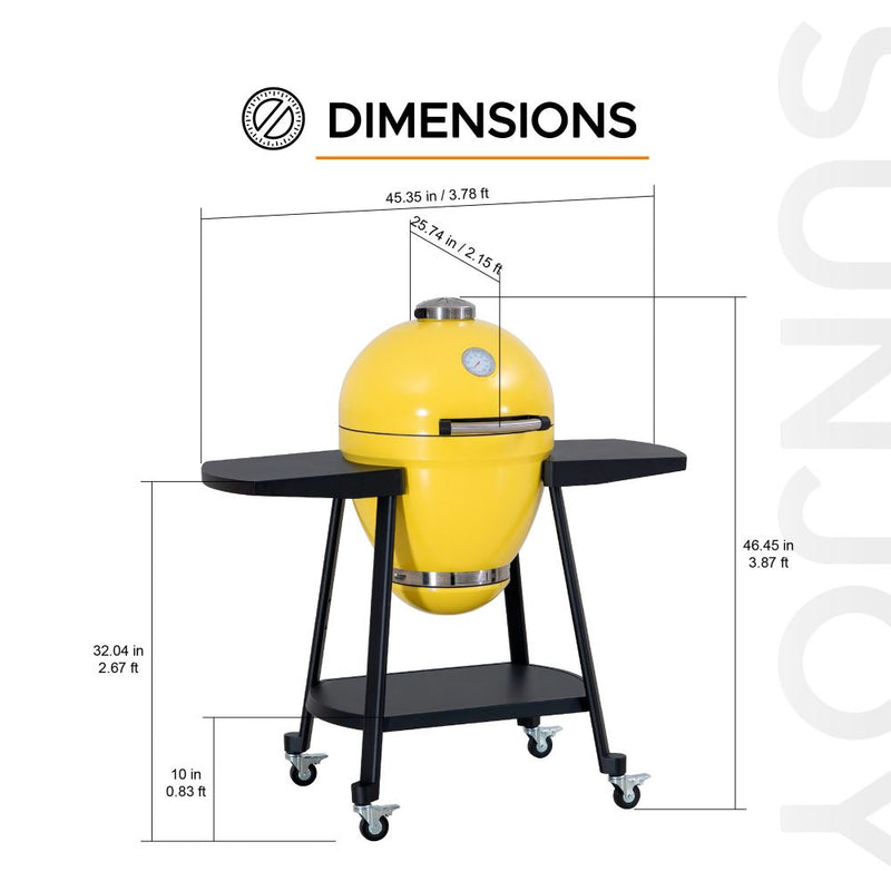 Sunjoy Charcoal Grill | Egg-shaped Outdoor Grill | BBQ Grill Smoker