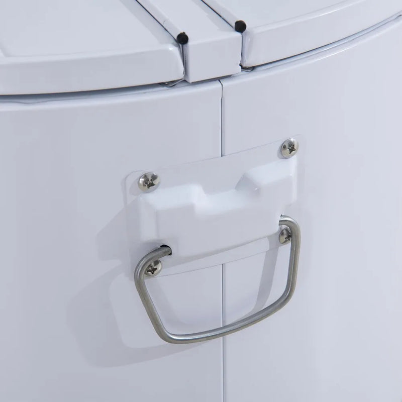 SUNJOY 60 Quart Portable Rolling Ice Chest Drink Cooler Cart with Bottle Opener and Shelf - White