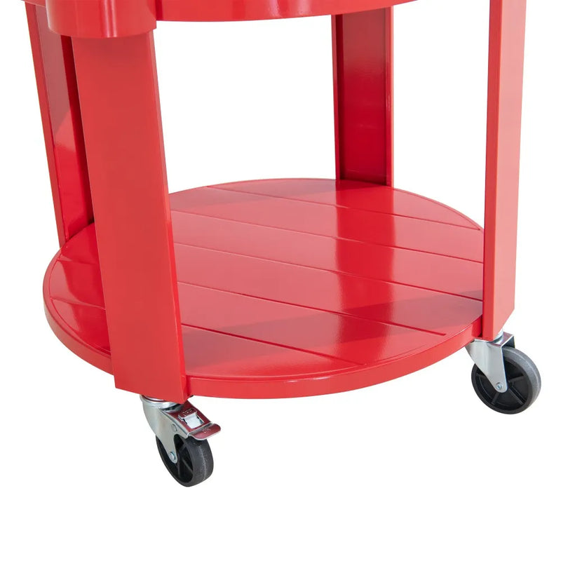 SUNJOY 60 Quart Portable Rolling Ice Chest Drink Cooler Cart with Bottle Opener and Shelf - Red