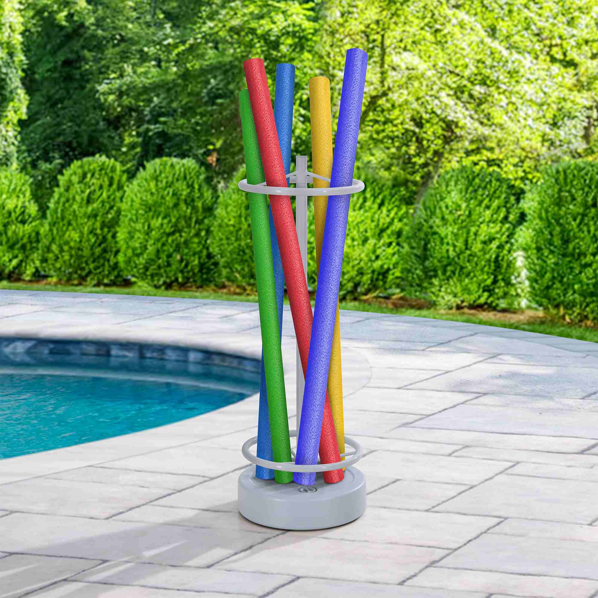 SUNJOY Aluminum Pool Noodle Storage Rack with Water Weighted Base.