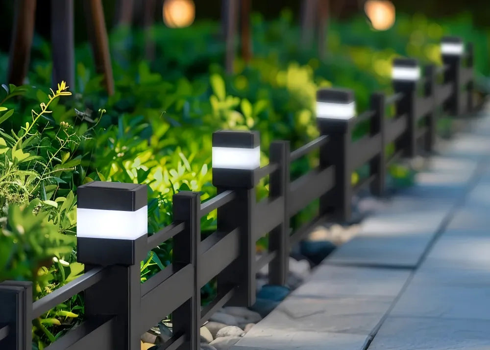 SUNJOY Garden Fences, Strip Metal Garden Fencing with Solar Lights 