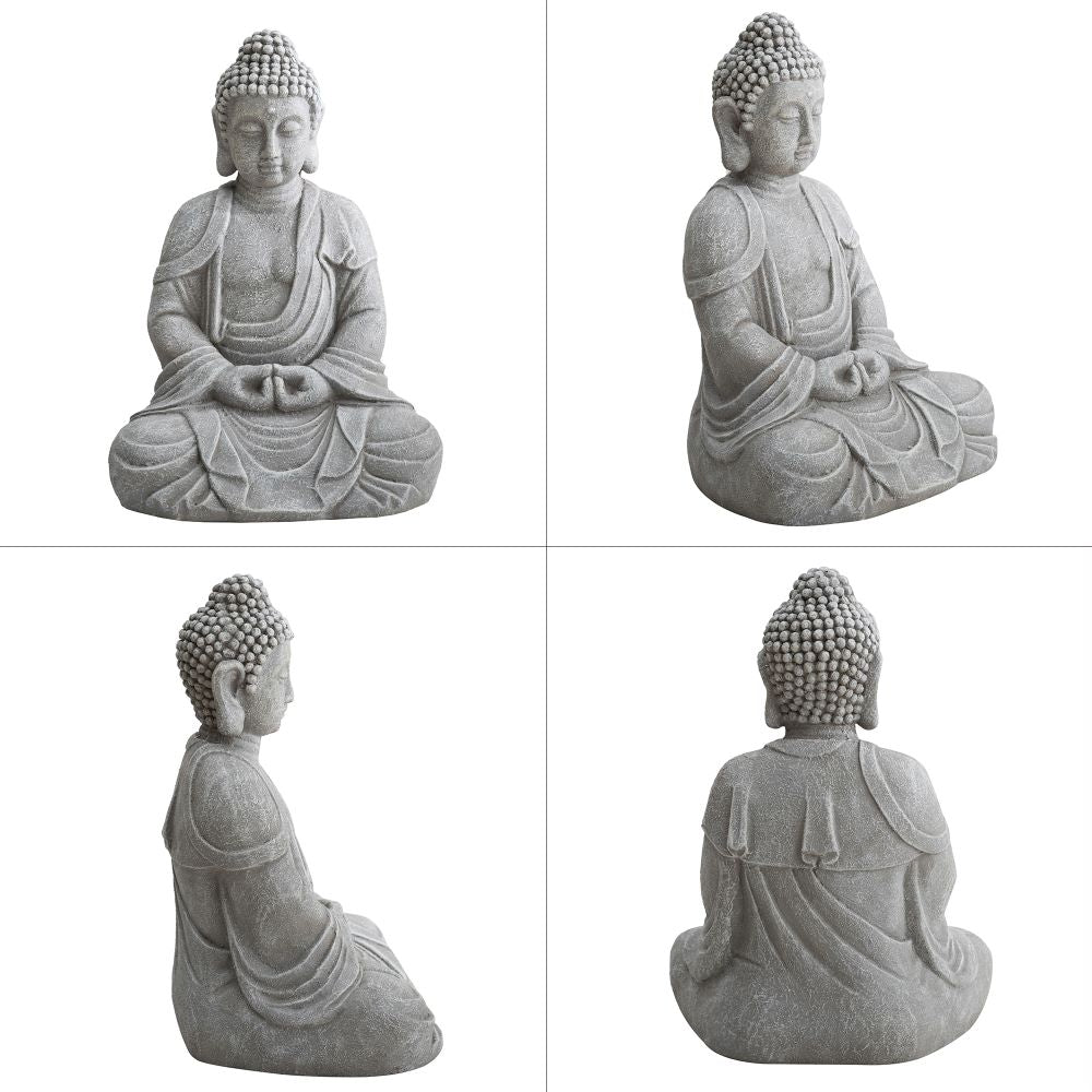 SUNJOY Buddha Statue 20 in. Large Sized Buddha Garden Statue Gray Decorative Outdoor Buddha Statue 