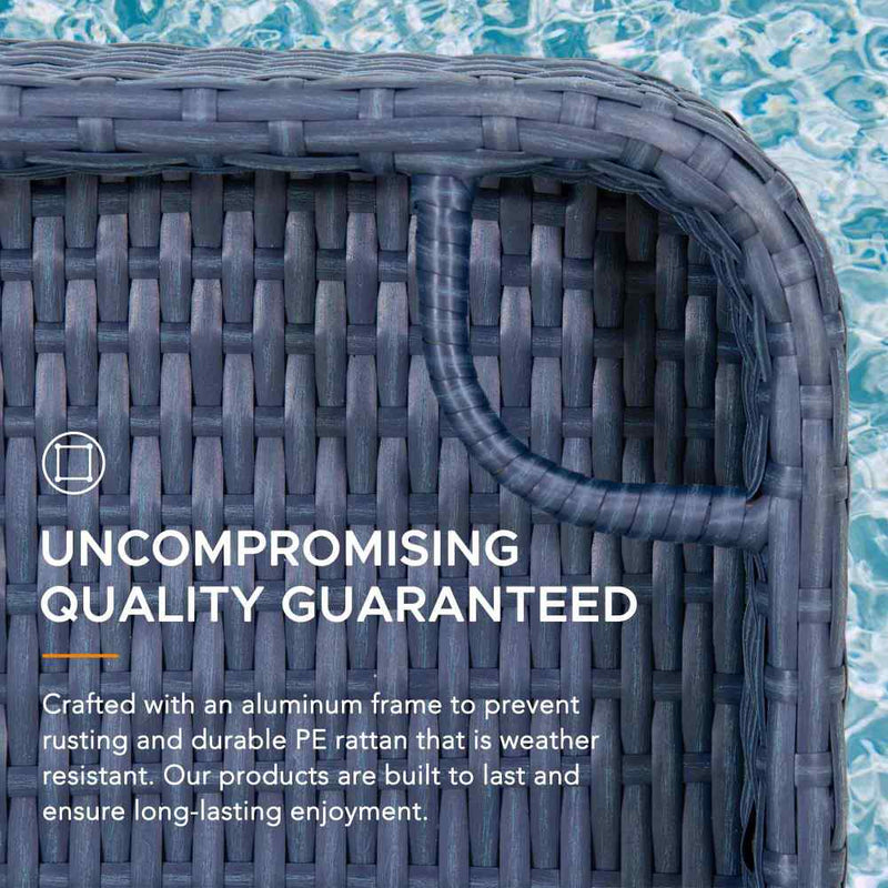 SUNJOY 24x24 Inch Aluminum Frame Wicker Floating Tray for Pool - Navy 