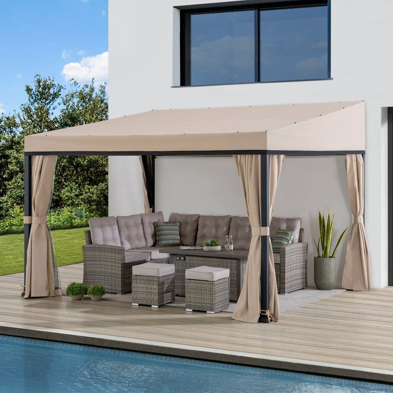 Sunjoy 10x 12 Mounted Gazebo| Lean to Pavilion |10x 12 Lean to Gazebo