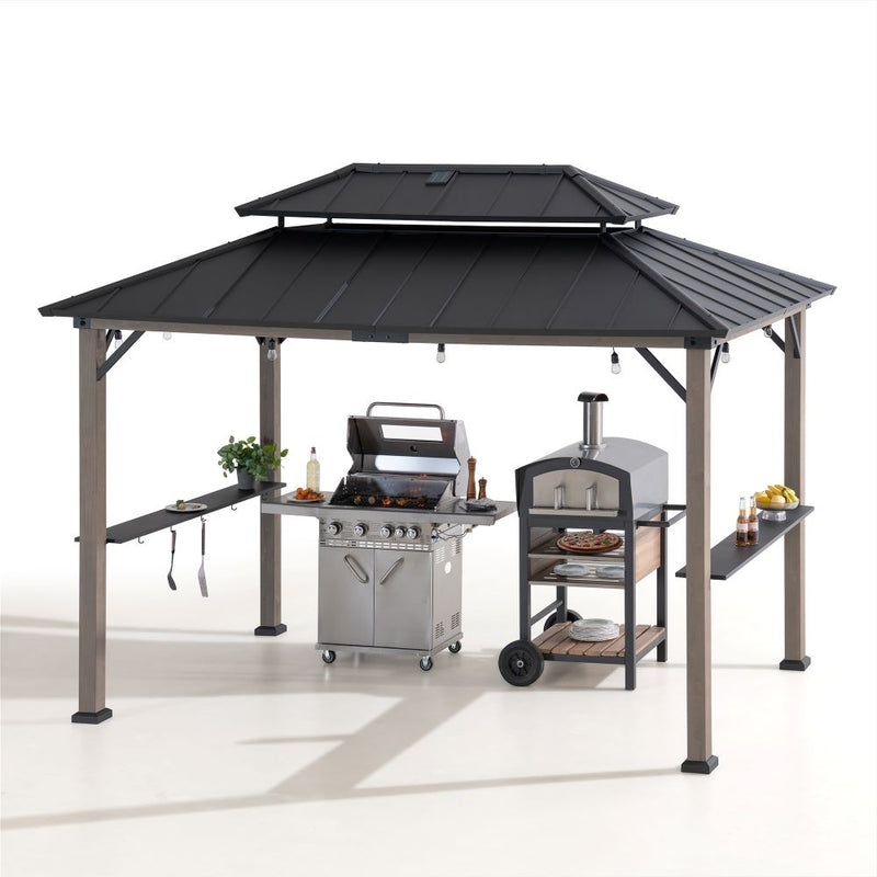 Sunjoy Outdoor Grill Gazebo | 8 x 12 Gazebo | Solar Powered Gazebo