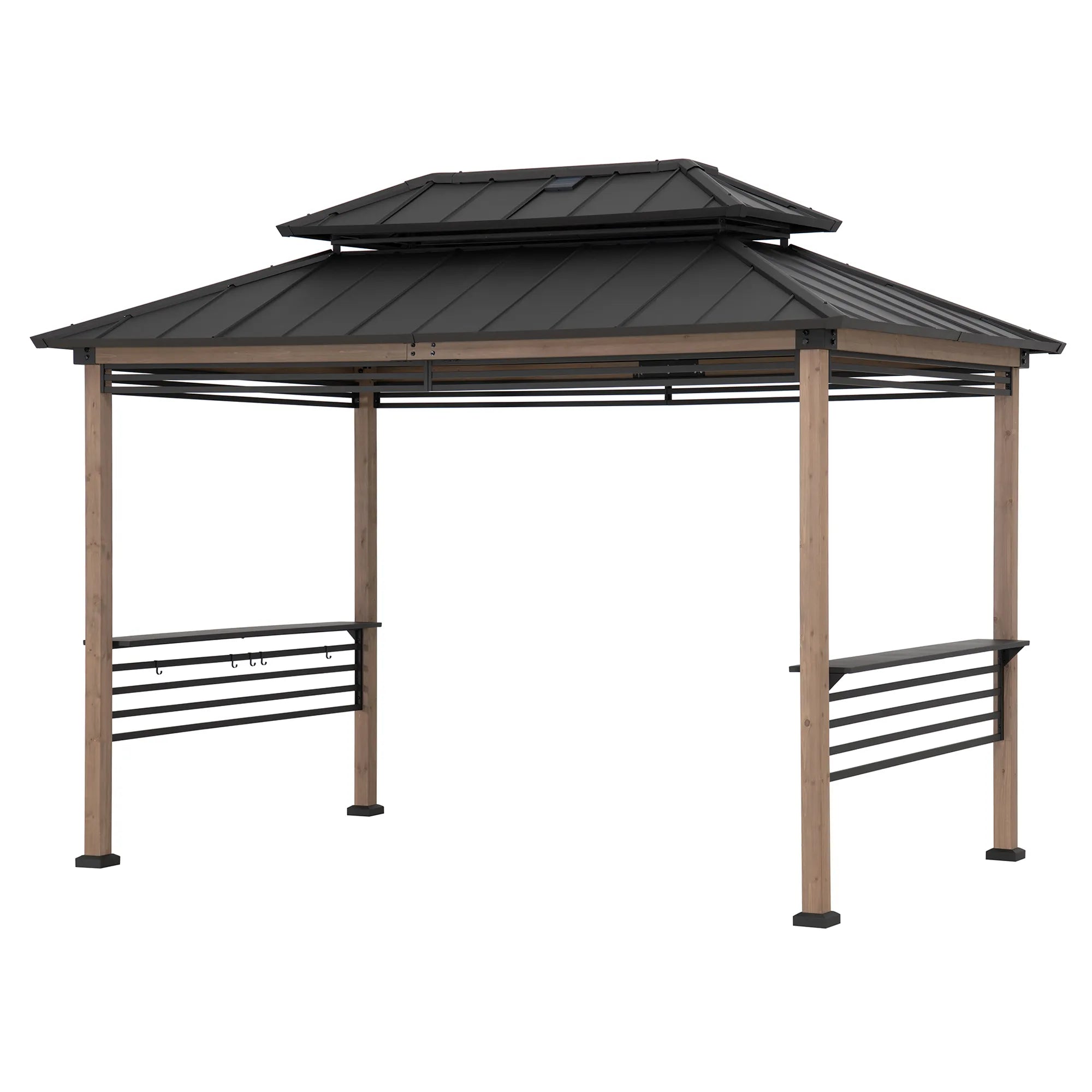 Pro-Grill Fenced Timber Solar Gazebo, 8x12 - Natural