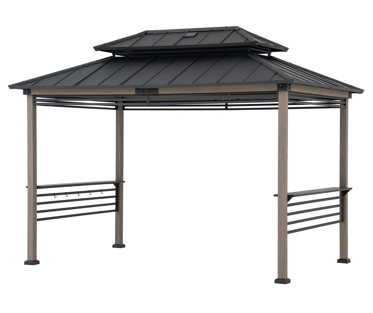Pro-Grill Fenced Timber Solar Gazebo 8x12- Pale