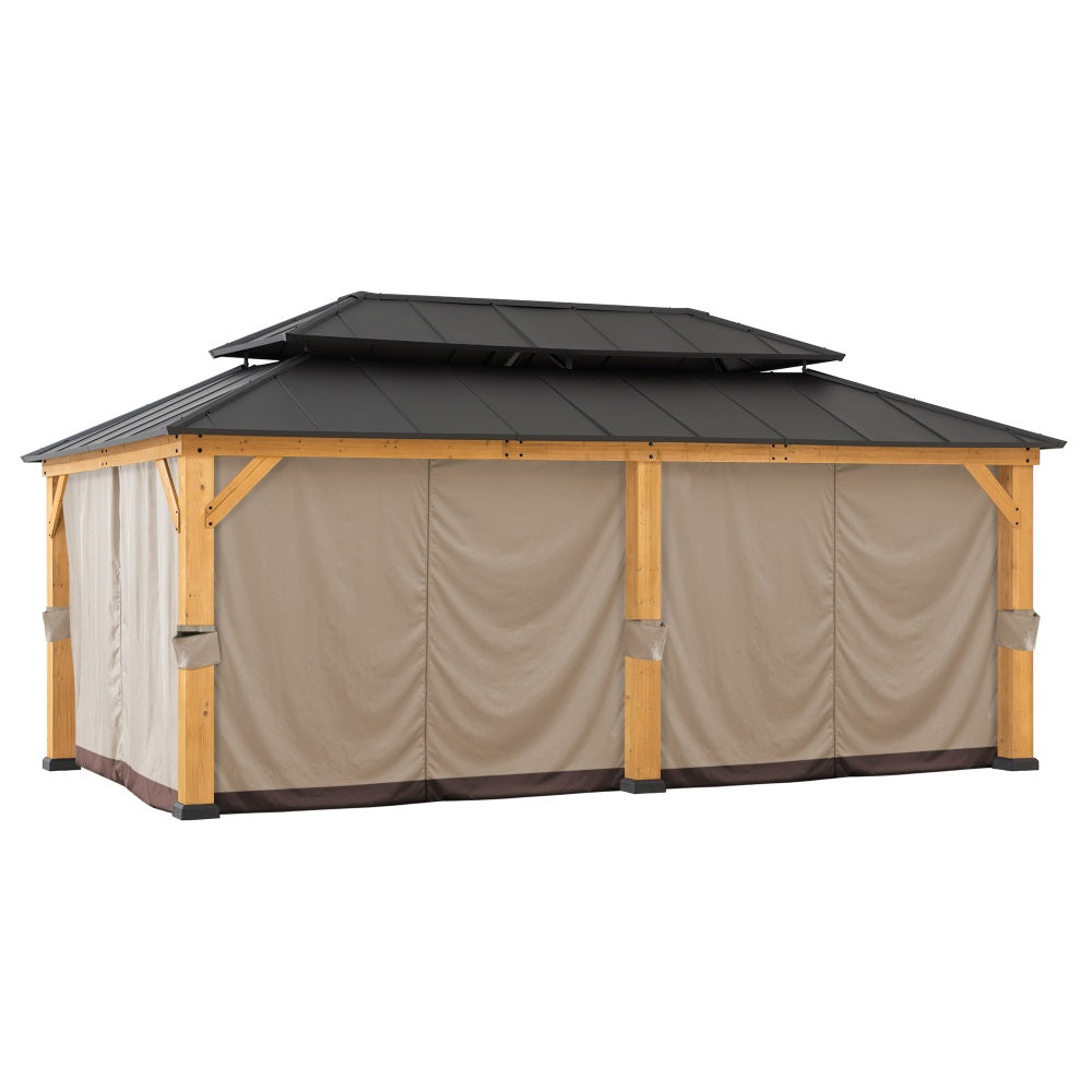 SUNJOY Replacement Gazebo Privacy Curtain for 12 ft. x 20 ft. Patio Wooden Gazebo - Brown