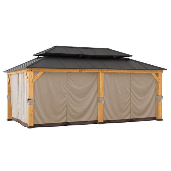 SUNJOY Replacement Gazebo Privacy Curtain for 12 ft. x 20 ft. Patio Wooden Gazebo