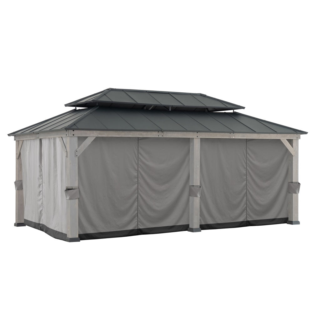 SUNJOY Replacement Gazebo Privacy Curtain for 12 ft. x 20 ft. Patio Wooden Gazebo - Gray