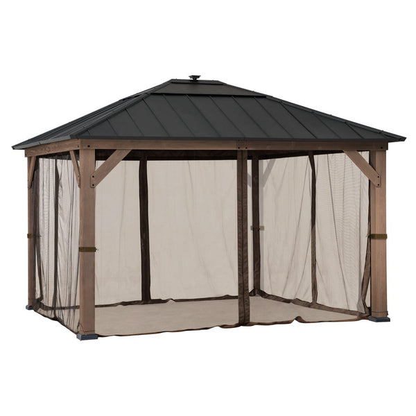 SUNJOY Gazebo Mosquito Netting Screen For 11 ft. x 13 ft. Wooden Gazebos