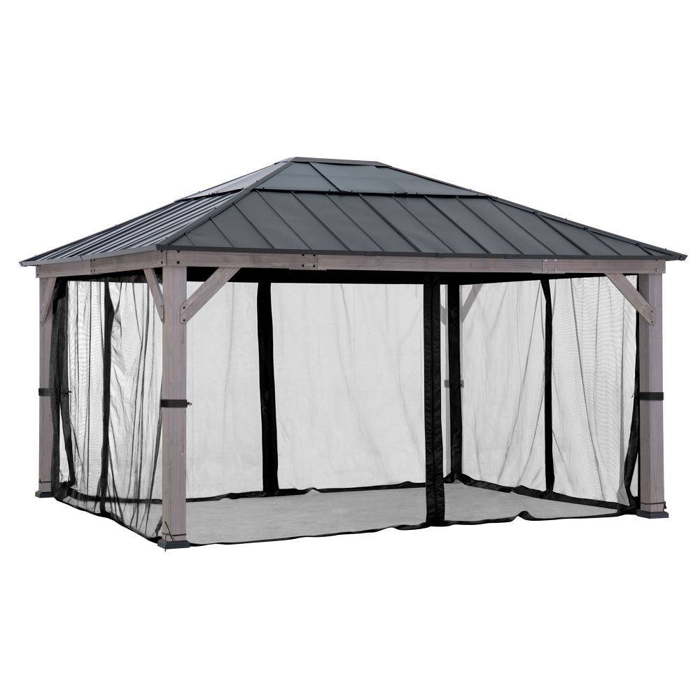 SUNJOY Gazebo Replacement Mosquito Netting for 13 ft. x 15 ft. Wooden Gazebos - Brown