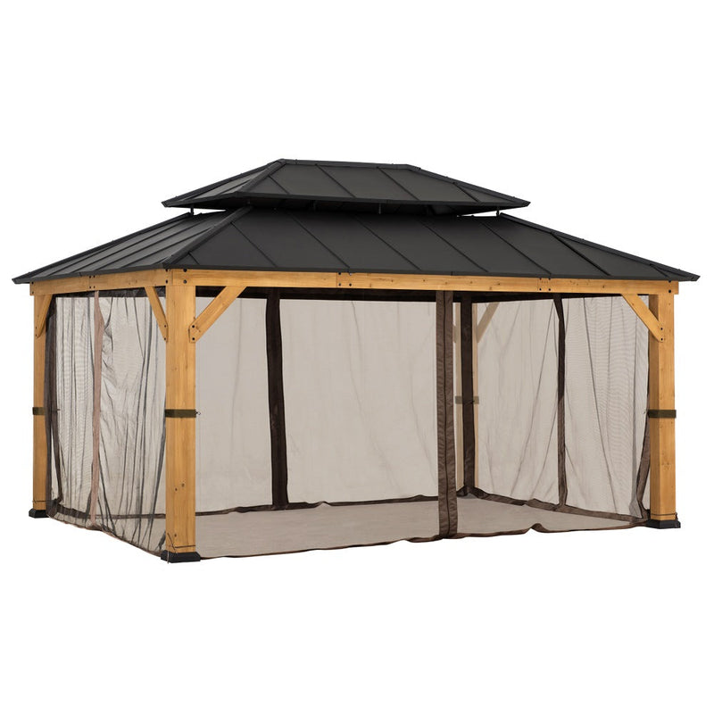 SUNJOY Brown Mosquito Netting Gazebo Netting for 12 ft. x 16 ft. Large