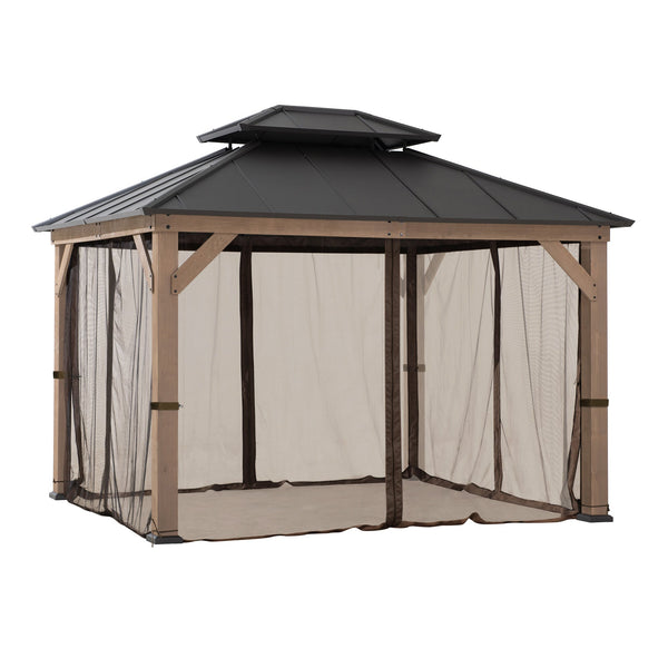 SUNJOY Replacement Mosquito Netting for 10×12 Outdoor Wooden Gazebos - Brown